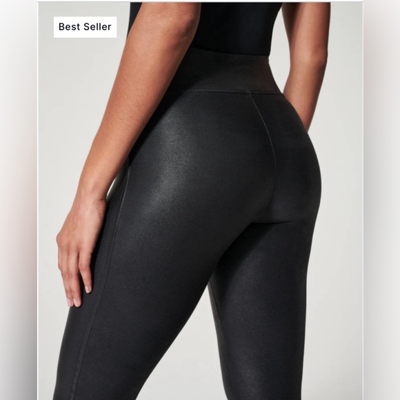 SPANX Shape Faux Leather Leggings Size Large Black - Picture 3 of 9